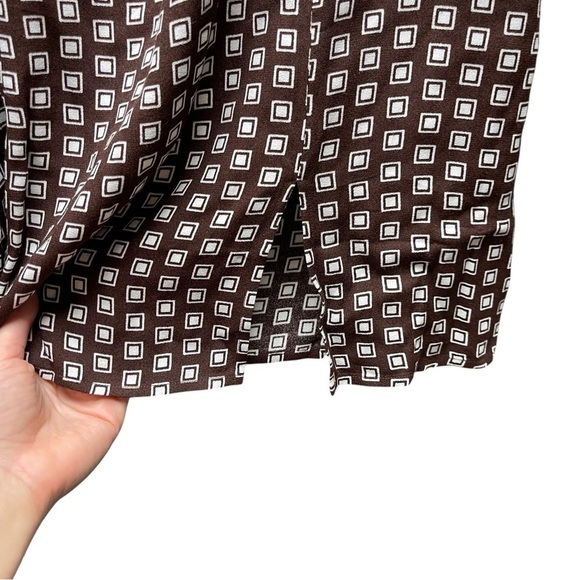 Reformation Noha Geo Print Square Neck Sleeveless Mini Dress In Brown 12 Large - Picture 7 of 10